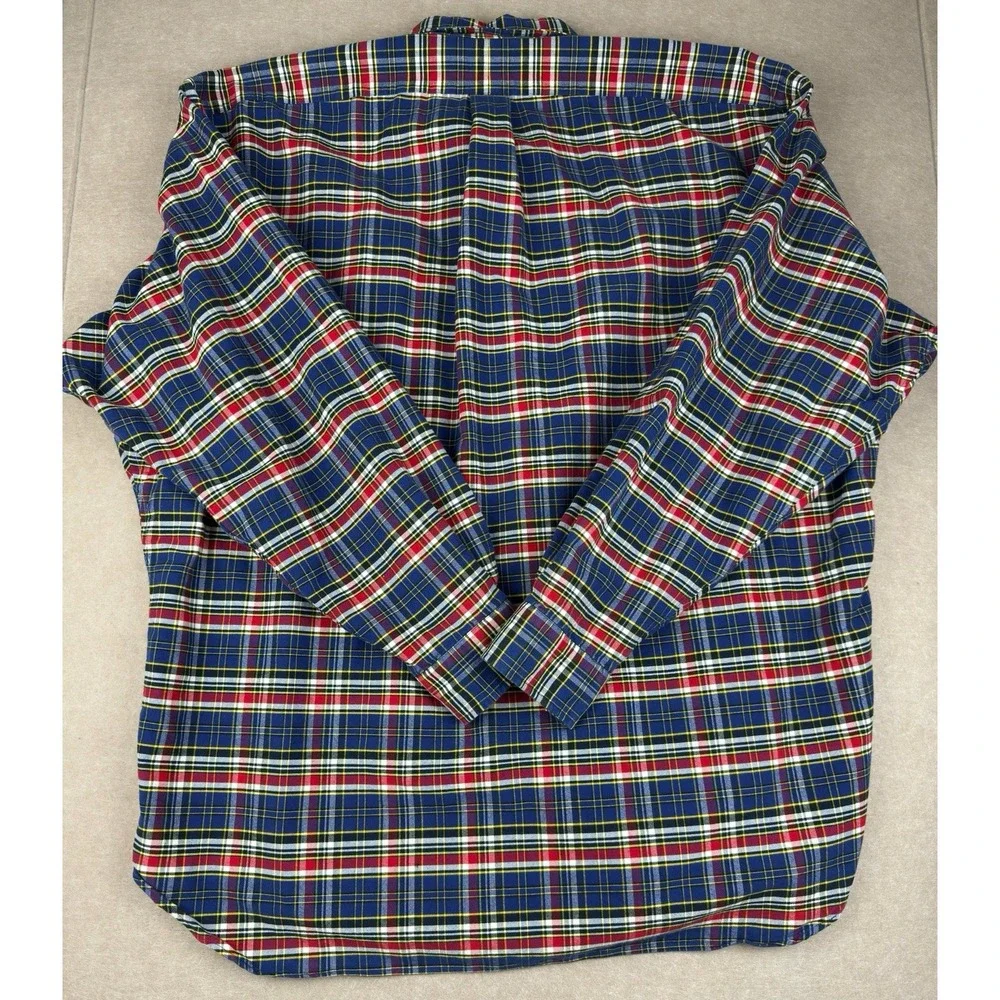 Ralph Lauren Big Shirt XXL Plaid Red Blue Cotton Long Sleeve Button Down USA Fit